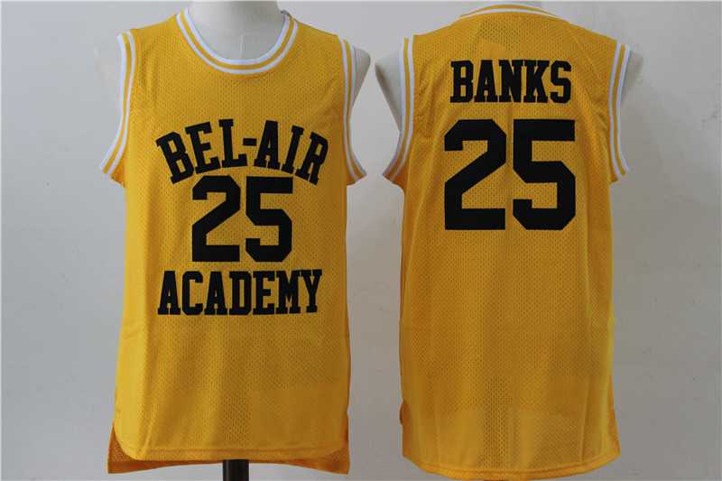 Bel Air Academy 25 Carlton Banks Yellow Stitched Movie Jersey,We sell and wholesale Bel Air Academy 25 Carlton Banks Yellow Stitched Movie Jersey on line form chian!